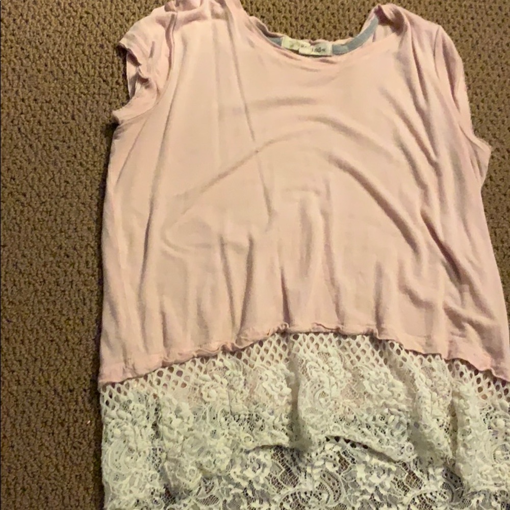 pink and lace t shirt